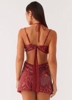 Sahara Nights Beaded Mini Dress - Rust - 图片 4