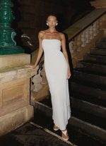 Sassafras Beaded Flower Strapless Maxi Dress - White - 图片 2