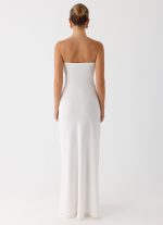 Sassafras Beaded Flower Strapless Maxi Dress - White - 图片 7