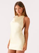 Satin Flame Mini Dress - Yellow - 图片 5
