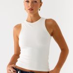 See Me Twice Ribbed Top - White