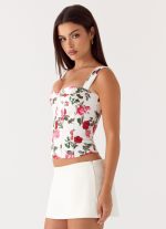 Sena Bustier Corset Top - Ivory Bloom - 图片 5