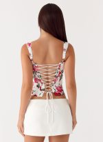 Sena Bustier Corset Top - Ivory Bloom - 图片 2