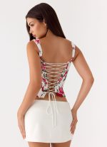 Sena Bustier Corset Top - Ivory Bloom - 图片 4