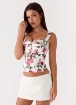 Sena Bustier Corset Top - Ivory Bloom - 图片 6