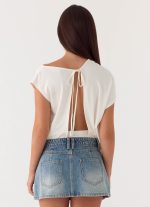 Silas Low Rise Denim Mini Skirt - Vintage Wash Blue - 图片 4