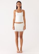 Siren Beaded Sequin Mini Skort - White - 图片 4