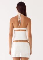 Siren Beaded Sequin Mini Skort - White - 图片 6