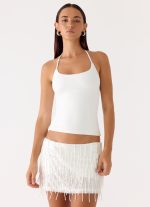 Siren Beaded Sequin Mini Skort - White - 图片 2