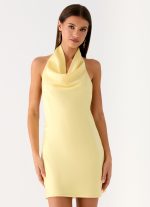 Soft Focus Cowl Neck Mini Dress - Yellow - 图片 6