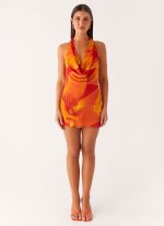Solar Beam Cowl Mini Dress - Serene Orange - 图片 4