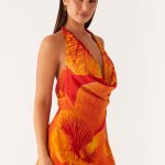Solar Beam Cowl Mini Dress - Serene Orange