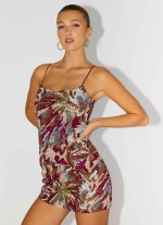 Soul Sound Sequin Mini Dress - Fuchsia Floral Beaded