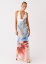 Stars Align Cowl Maxi Dress - White Sea Bloom - 图片 4