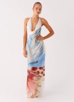 Stars Align Cowl Maxi Dress - White Sea Bloom - 图片 5