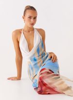 Stars Align Cowl Maxi Dress - White Sea Bloom - 图片 6
