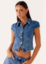 Stella Button Up Top - Blue - 图片 4