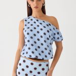 Stick Around Top - Blue Mocha Dot