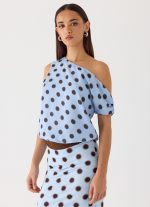 Stick Around Top - Blue Mocha Dot - 图片 6