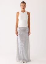 Susie Sequin Maxi Skirt - Silver - 图片 6