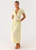 Sweet Lullaby Button Up Shirt - Lemon Yellow - 图片 4