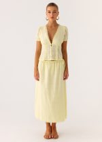 Sweet Lullaby Button Up Shirt - Lemon Yellow - 图片 5