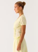 Sweet Lullaby Button Up Shirt - Lemon Yellow - 图片 2