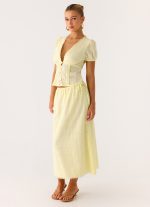 Sweet Lullaby Midi Skirt - Lemon Yellow - 图片 5