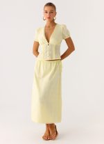 Sweet Lullaby Midi Skirt - Lemon Yellow