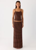 Sweet Sky Beaded Maxi Skirt - Chocolate