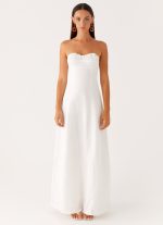 Tayla Linen Maxi Dress - White - 图片 2