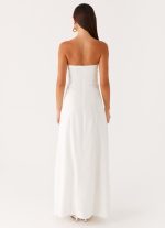 Tayla Linen Maxi Dress - White - 图片 4