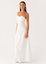 Tayla Linen Maxi Dress - White - 图片 5