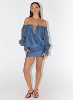 Tedara Mini Dress - Washed Navy - 图片 8