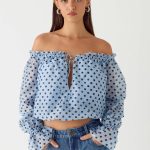 Tedara Top - Blue Mocha Dot
