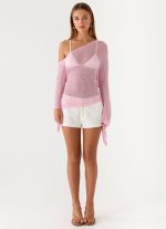 Telling Me Shimmer Knit Top - Pink