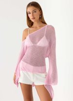Telling Me Shimmer Knit Top - Pink - 图片 4