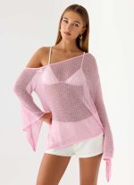 Telling Me Shimmer Knit Top - Pink - 图片 5