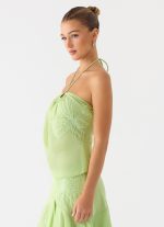 Teneika Beaded Flower Top - Lime - 图片 2