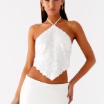 Tijana Beaded Halter Top - Ivory