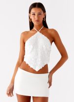 Tijana Beaded Halter Top - Ivory
