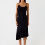 Tranquility Asymmetric Midi Dress - Black