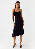Tranquility Asymmetric Midi Dress - Black - 图片 5