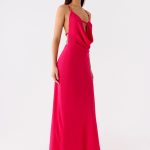 Tropic Muse Beaded Cowl Maxi Dress - Fuchsia