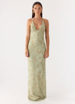 Ultra Quiet Halter Maxi Dress - Wispy Fern