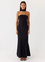 Under The Pagoda Maxi Dress - Black Polkadot - 图片 5
