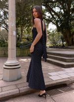Under The Pagoda Maxi Dress - Black Polkadot - 图片 4