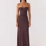 Vamonos Maxi Dress - Chocolate Blue Dot