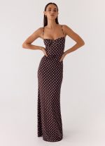 Vamonos Maxi Dress - Chocolate Blue Dot - 图片 4