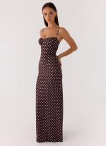 Vamonos Maxi Dress - Chocolate Blue Dot - 图片 5